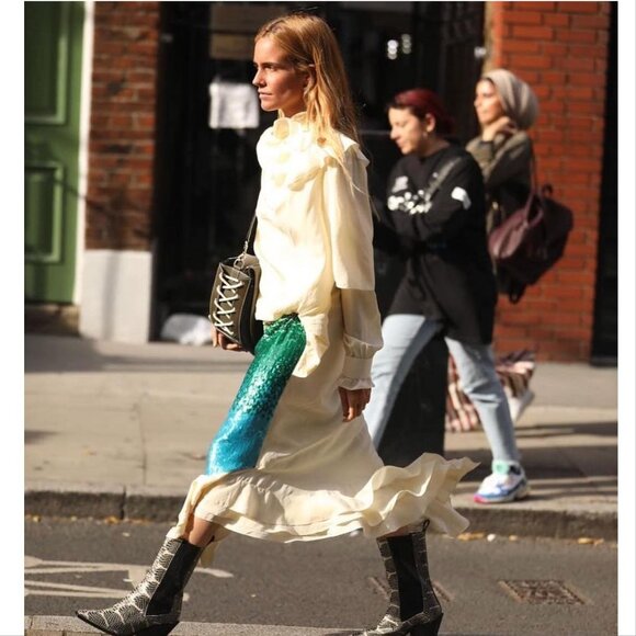 AEYDE Ari Mid Calf Boots Size 36 5.5 6 Black White Python Snake Leather NEW - Picture 2 of 13